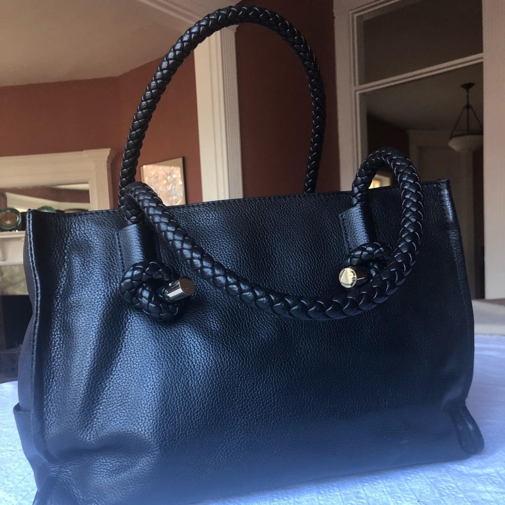 Sondra Roberts Black Leather Tote